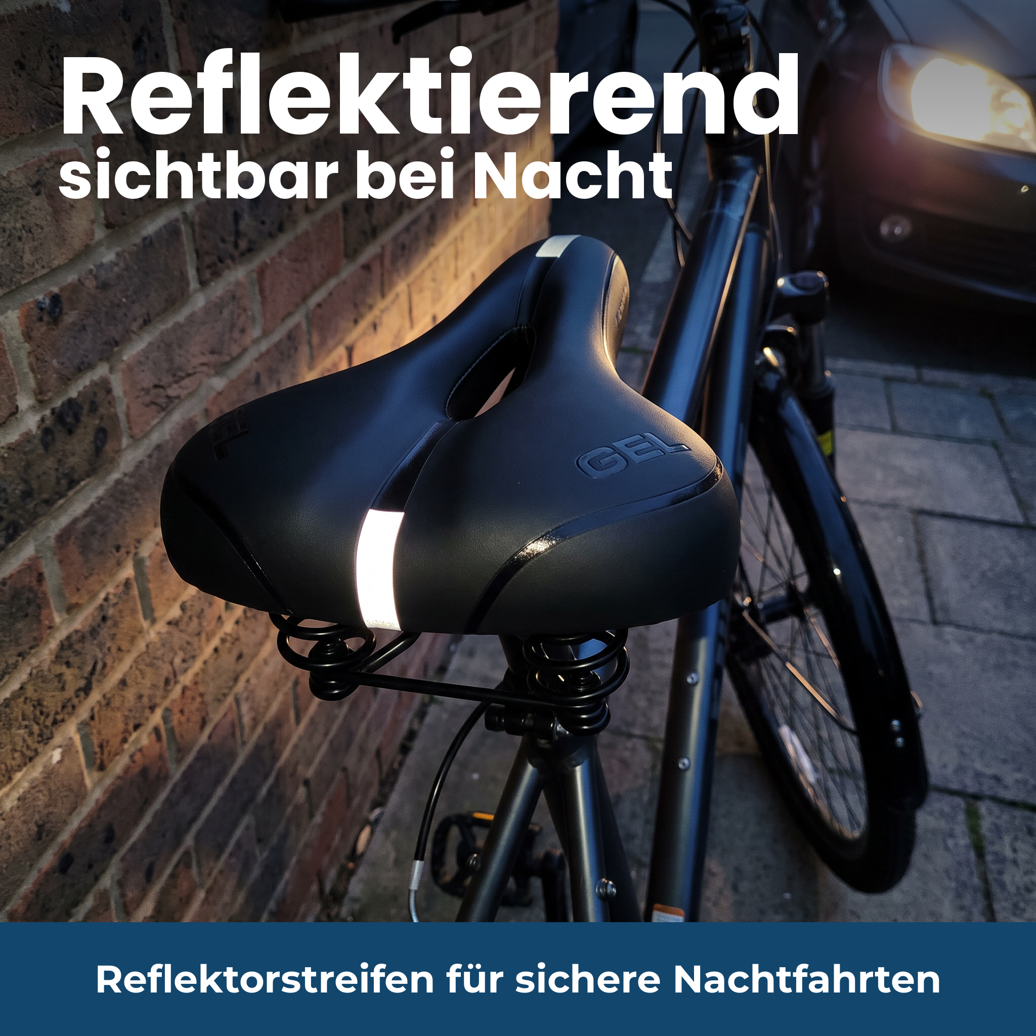 Reflektorstreifen am Sattel sorgen für Sichtbarkeit bei Nacht