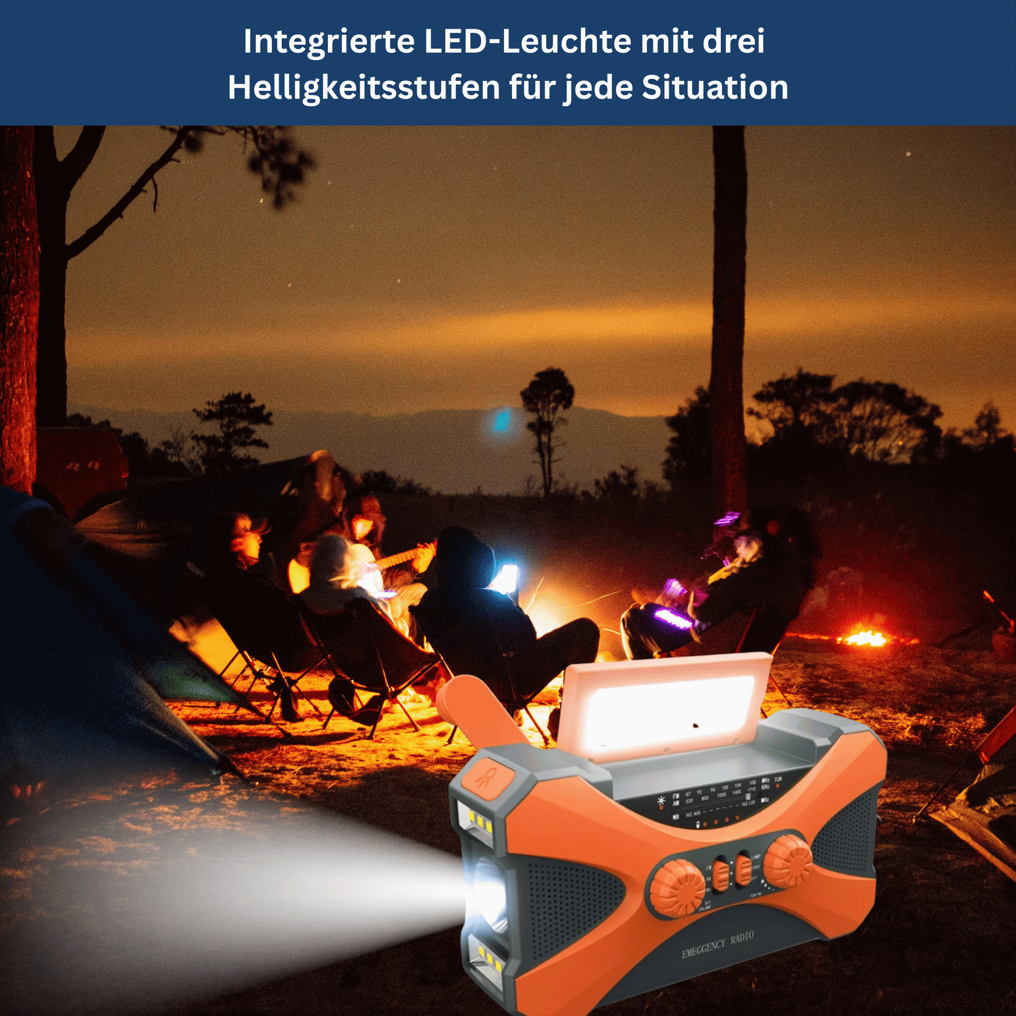 Power noodradio 10.000 mAh – zonne-energie, zwengel, LED & SOS