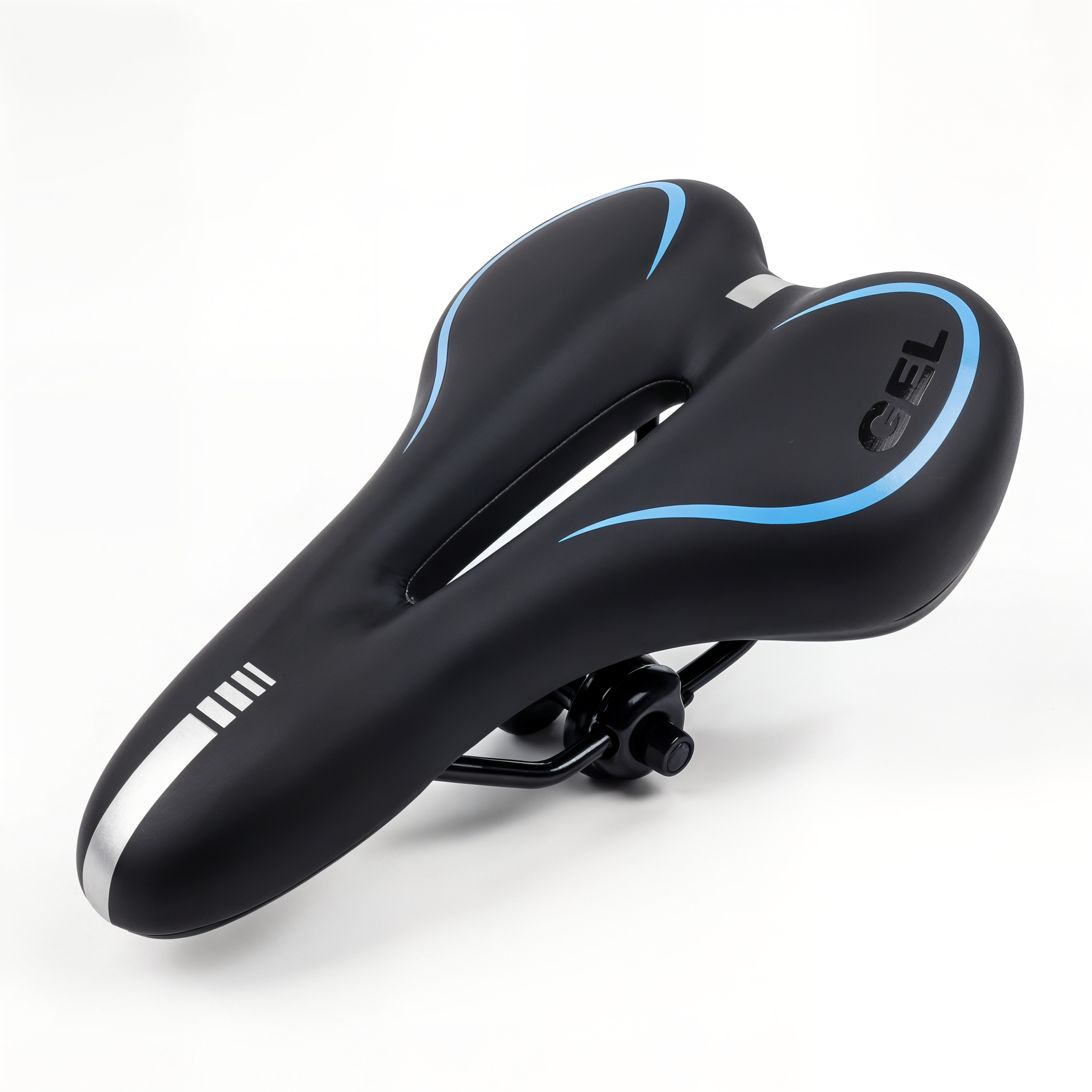 Speed Gel Men Fahrradsattel in Himmelblau auf weißem Hintergrund