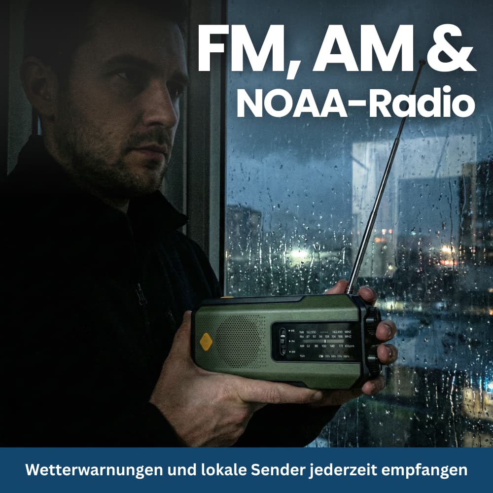 Kompakt-Notfallradio mit Solar, Kurbel & SOS-Funktion