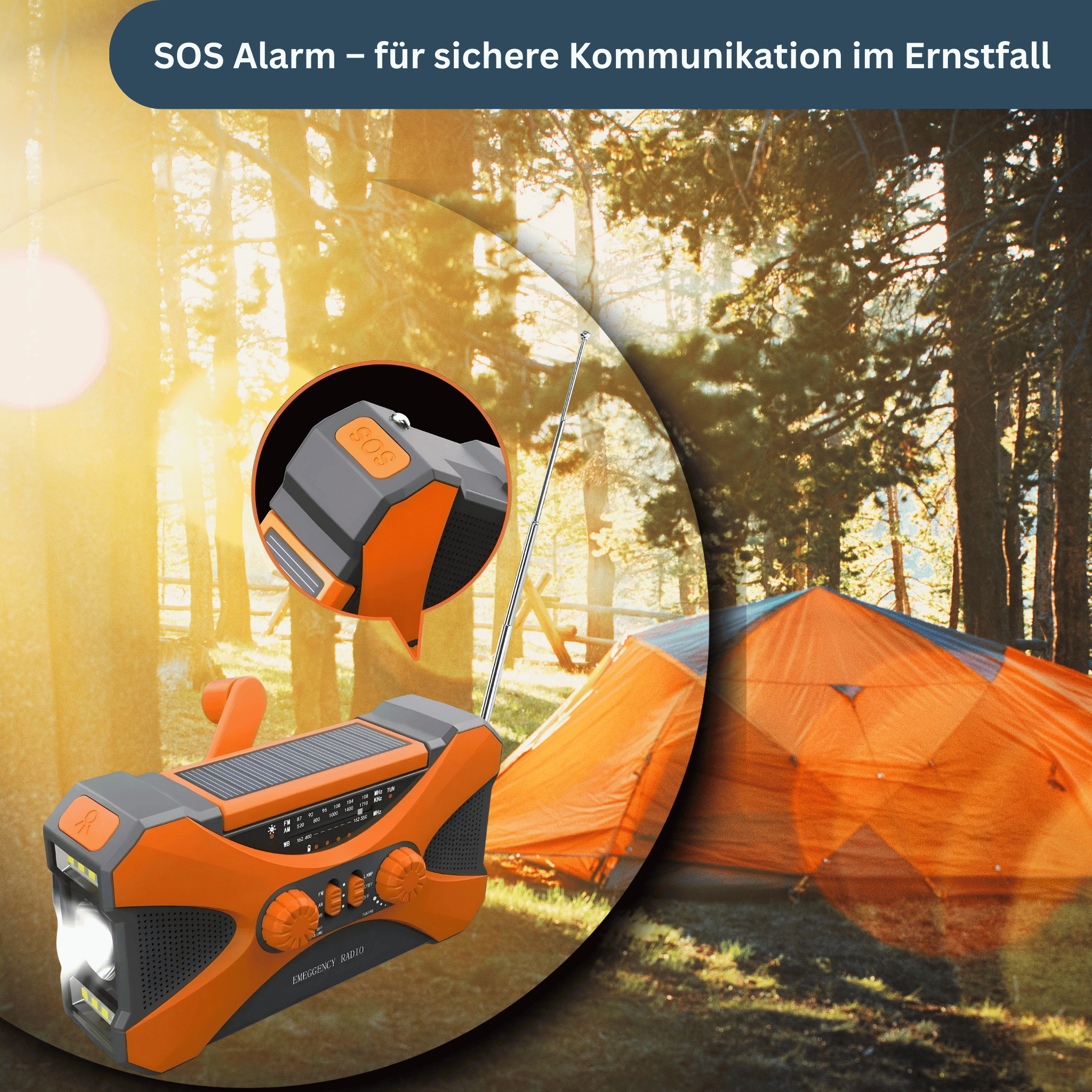 Power noodradio 10.000 mAh – zonne-energie, zwengel, LED & SOS