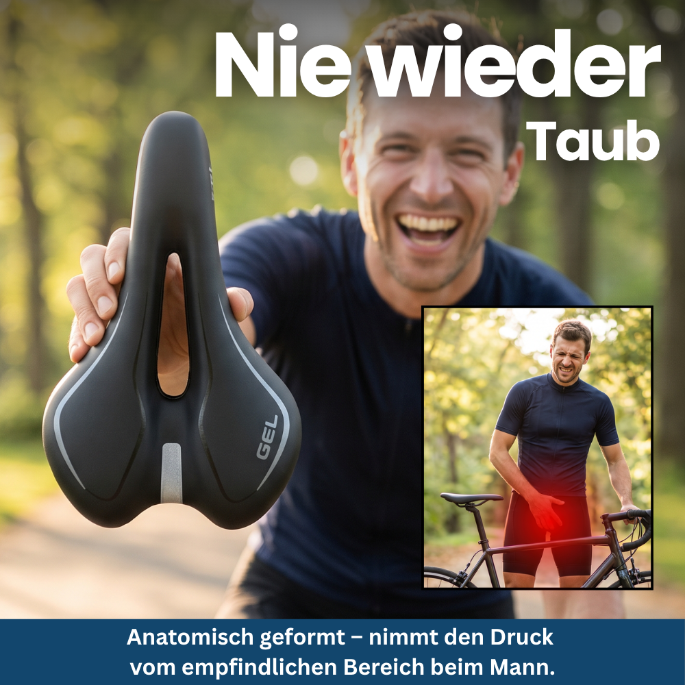 Nie wieder Taub – anatomisch geformter Sattel nimmt den Druck vom empfindlichen Bereich beim Mann