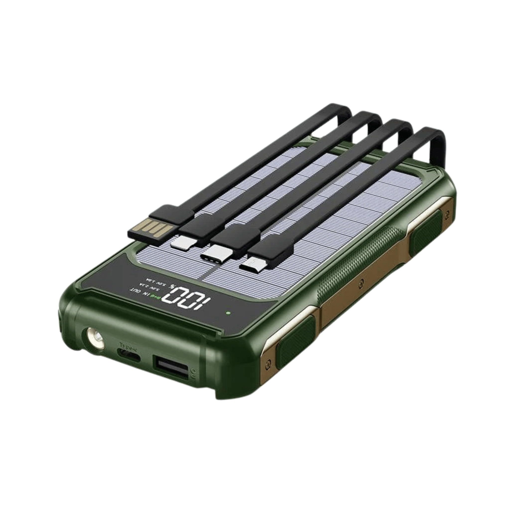 SolarCharge 20K – Kraftvolle Powerbank mit Kabel & LED-Anzeige