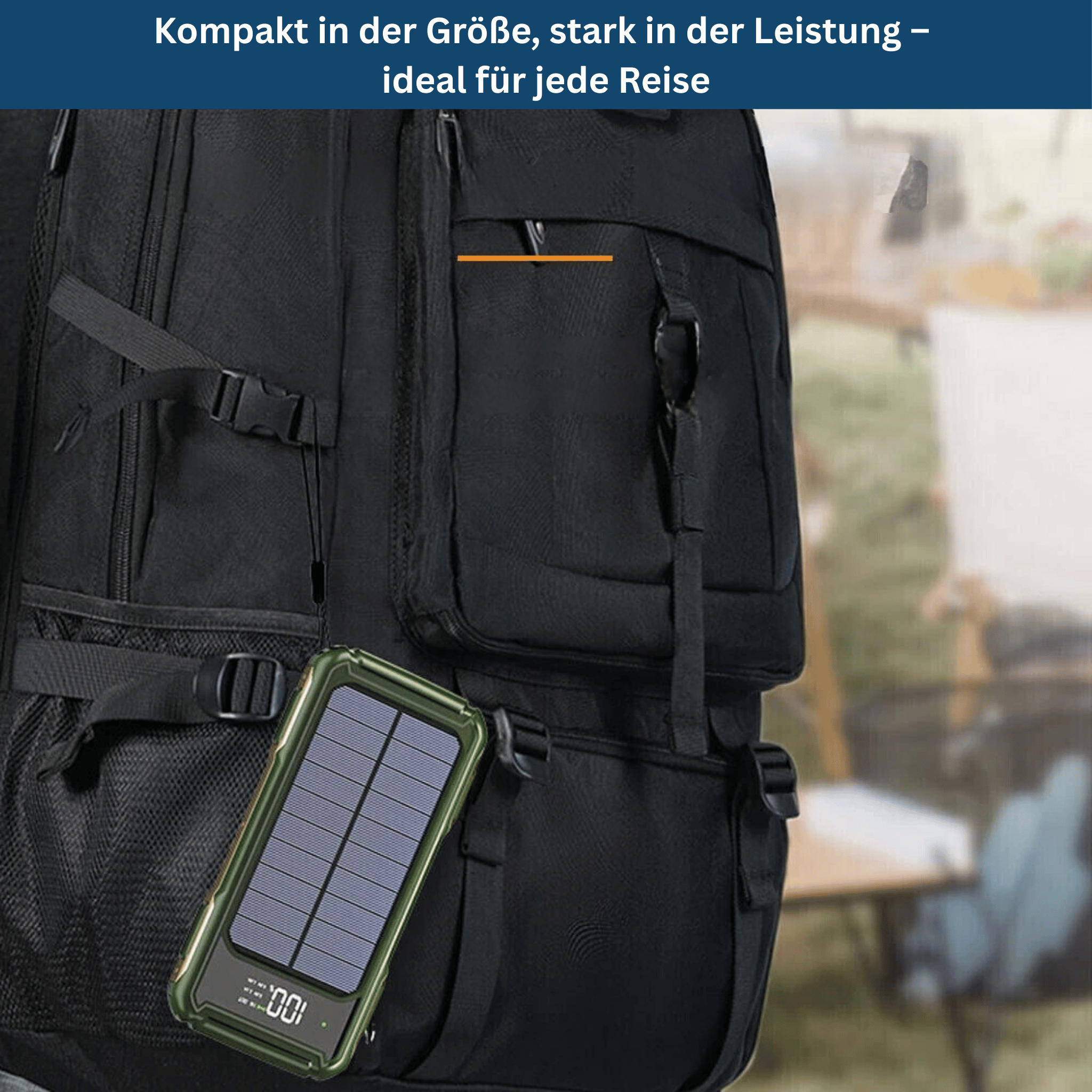 SolarCharge 20K – Kraftvolle Powerbank mit Kabel & LED-Anzeige