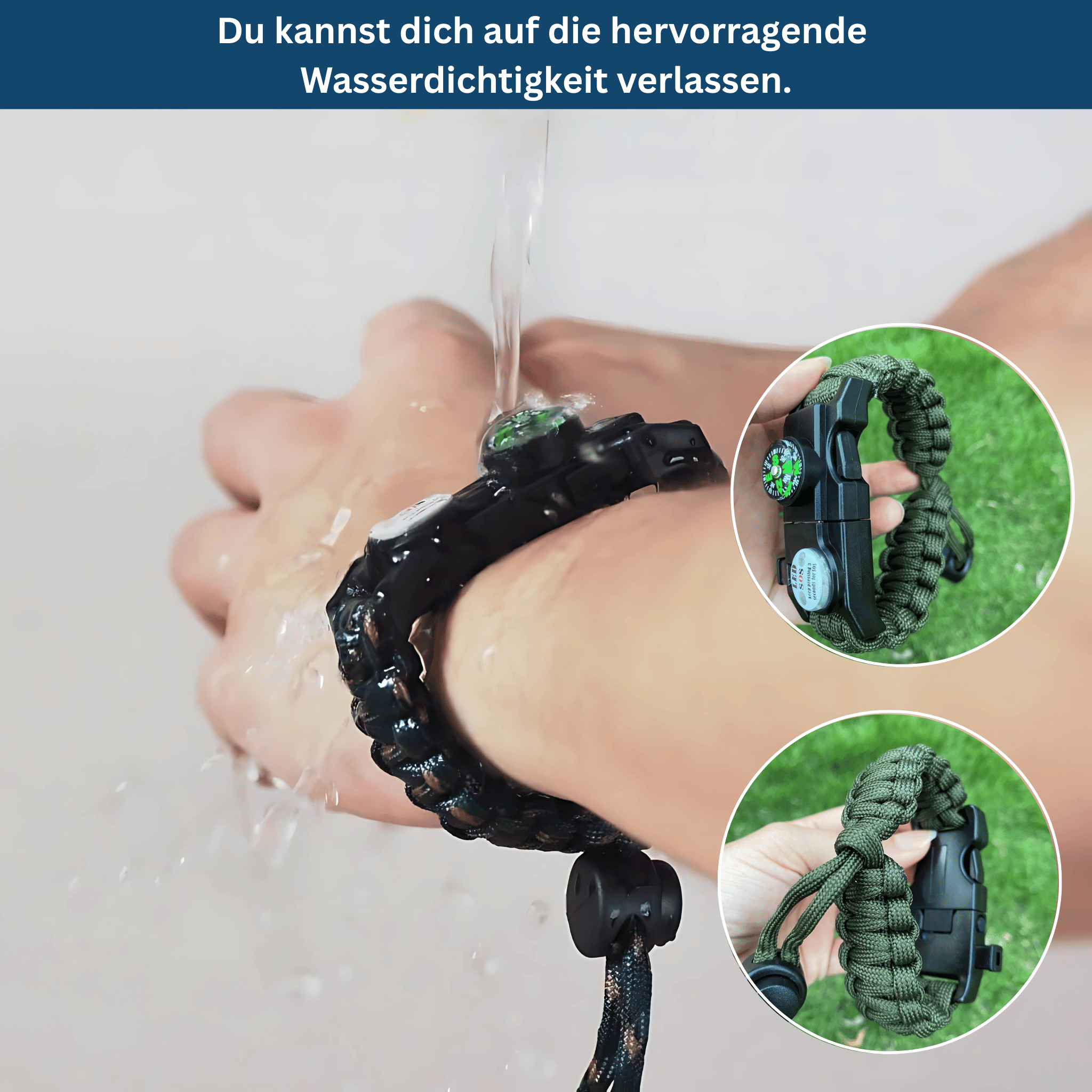 Survival Paracord Armband – Met LED & Kompas