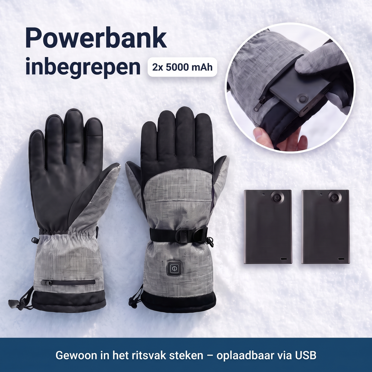 Powerbank inbegrepen – 2x 5000 mAh