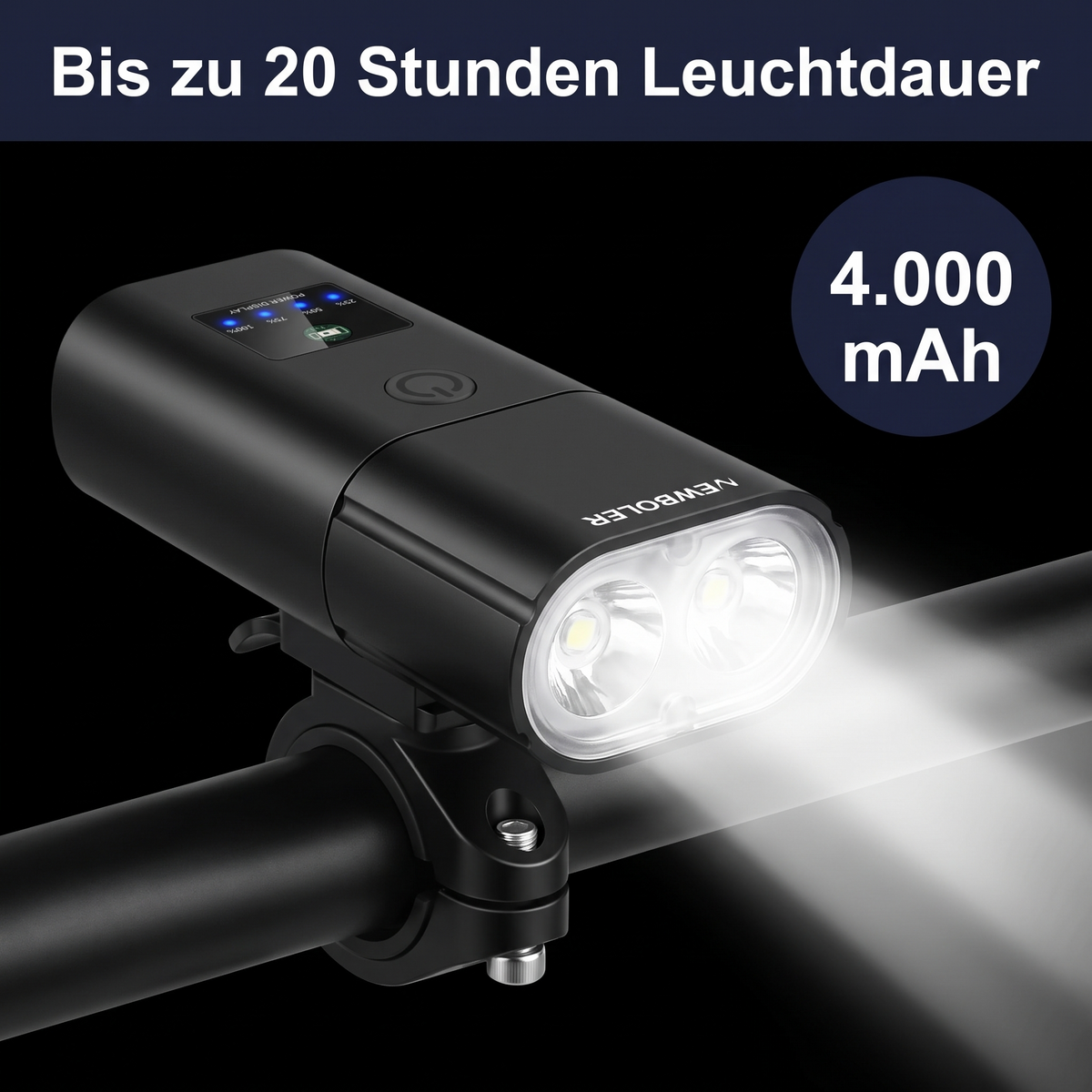 Lumo-Frontlicht – bis zu 20 Stunden Leuchtdauer, 4.000 mAh