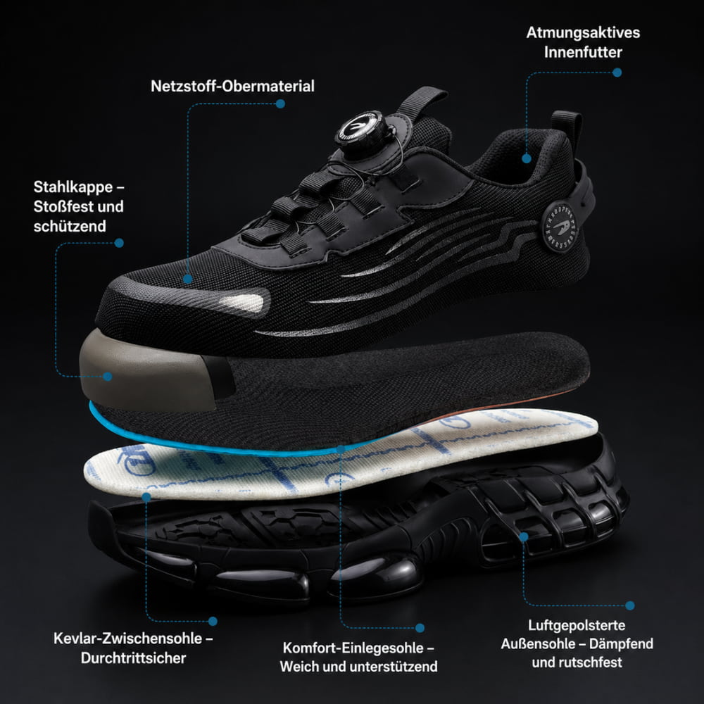 Veiligheidssneakers met stalen neus & draaisluiting