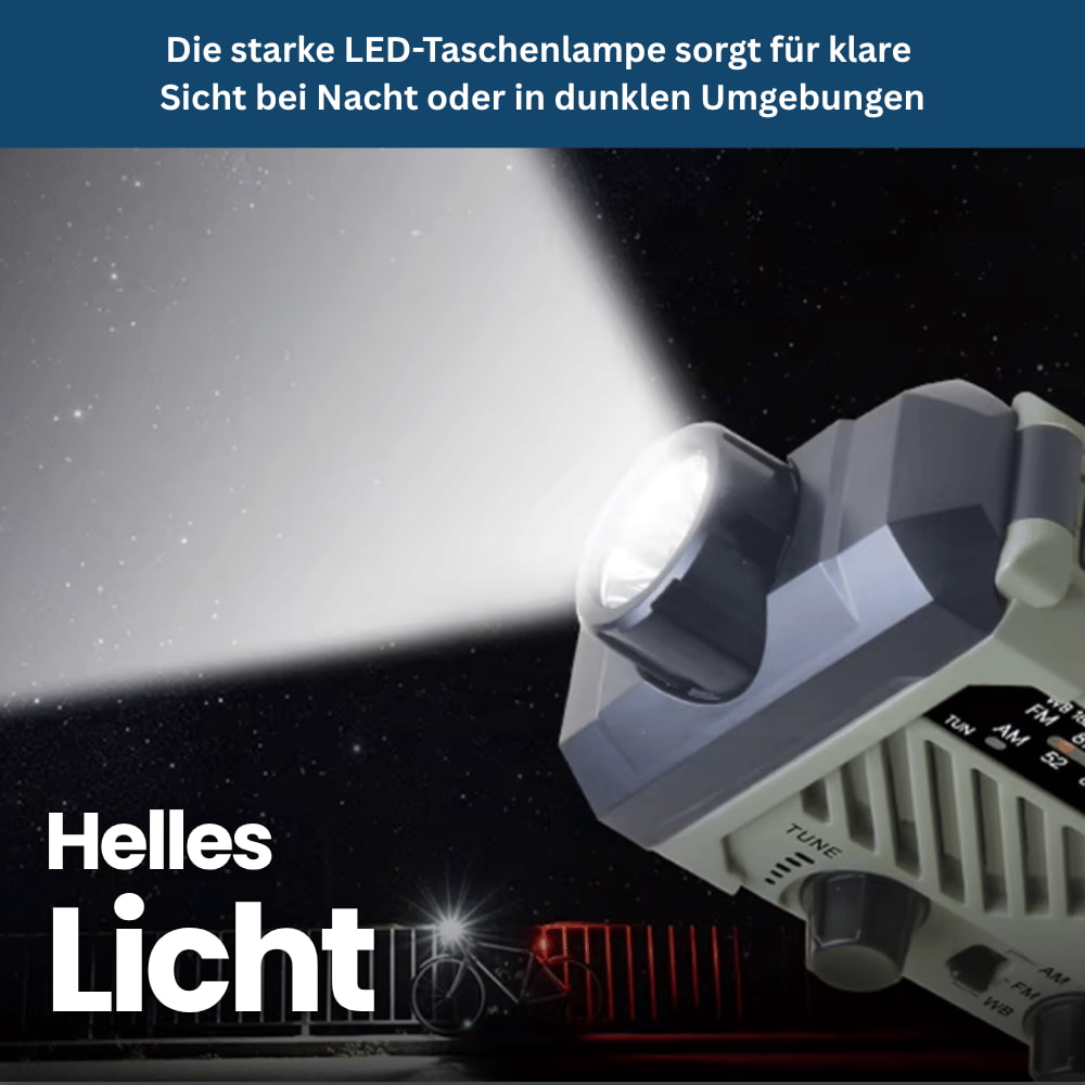 PowerGuard Pro – Noodradio met Zonne- & Draaienergie