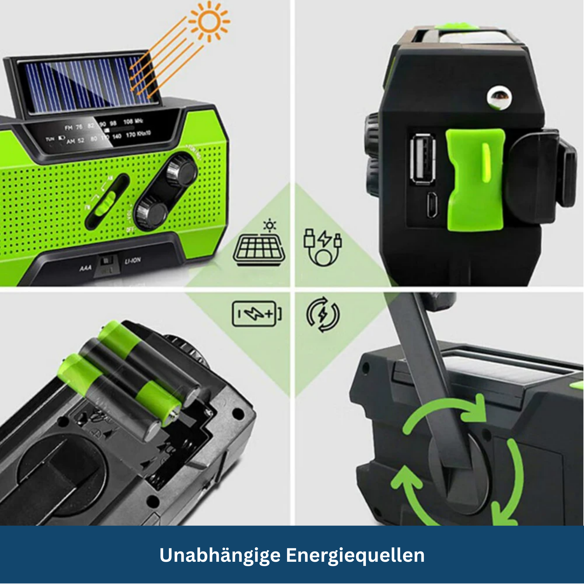 Solar Notfallradio – All-in-One mit 2000mAh Power-Akku