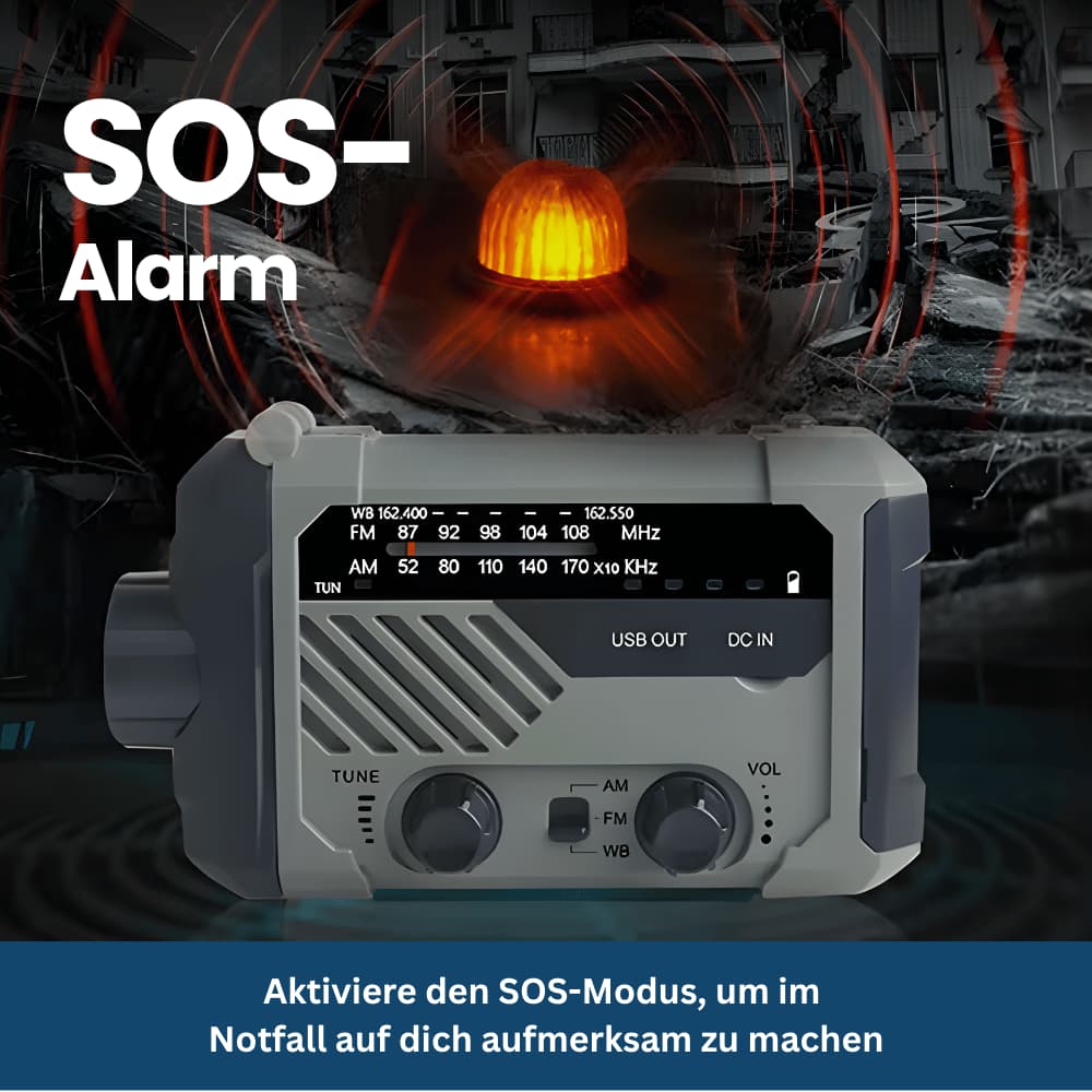 PowerGuard Pro – Noodradio met Zonne- & Draaienergie