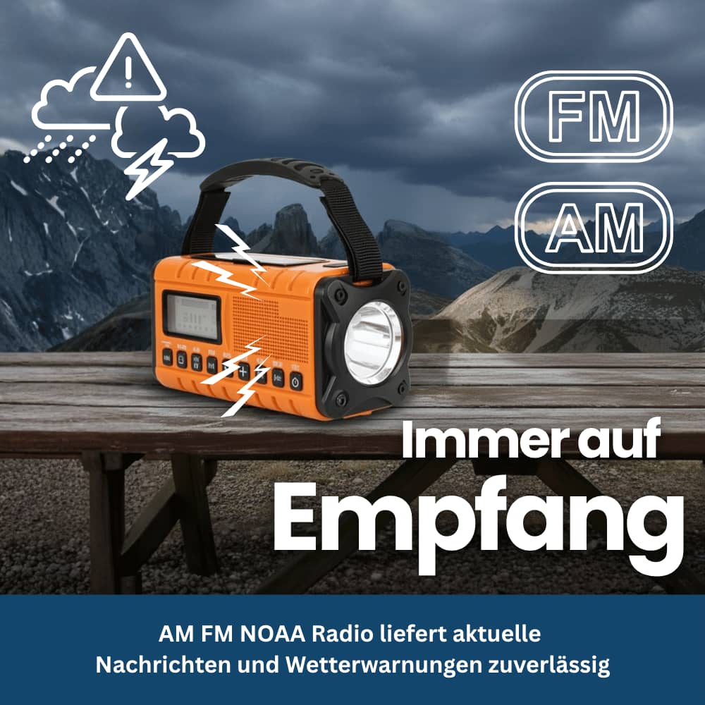 TrailGuard 10K – Solar Radio & Zaklamp met Handslinger