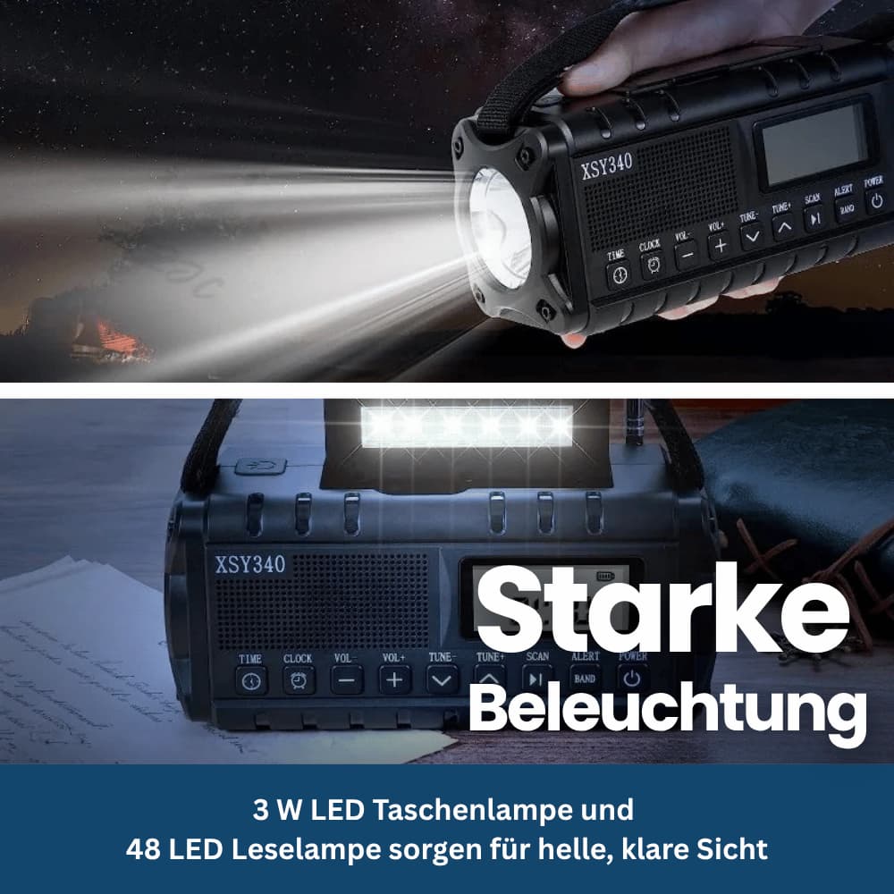 TrailGuard 10K – Solar Radio & Zaklamp met Handslinger