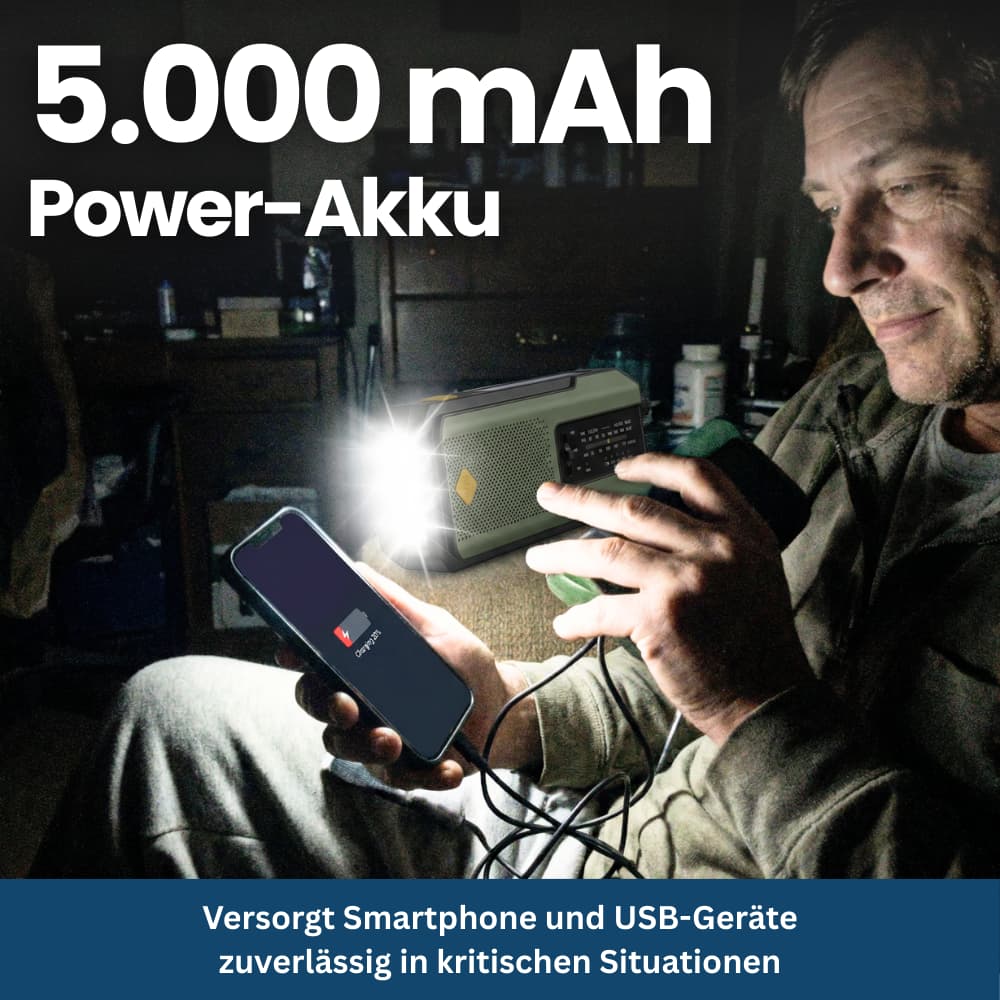 Kompakt-Notfallradio mit Solar, Kurbel & SOS-Funktion