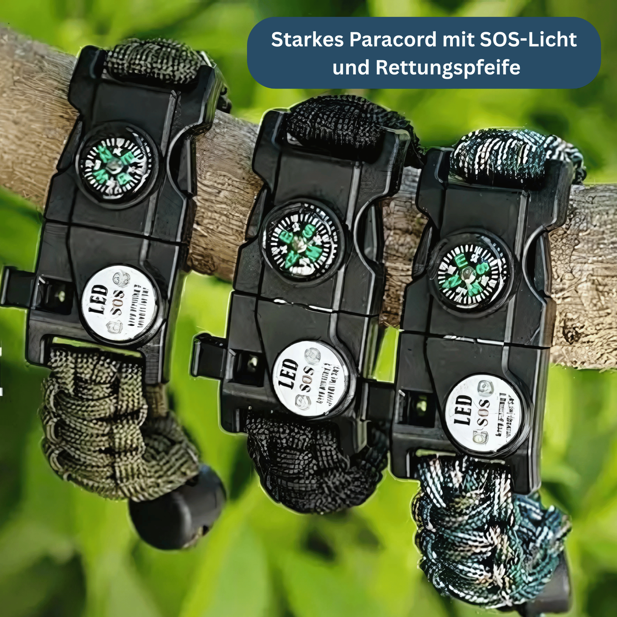 Survival Paracord Armband – Met LED & Kompas