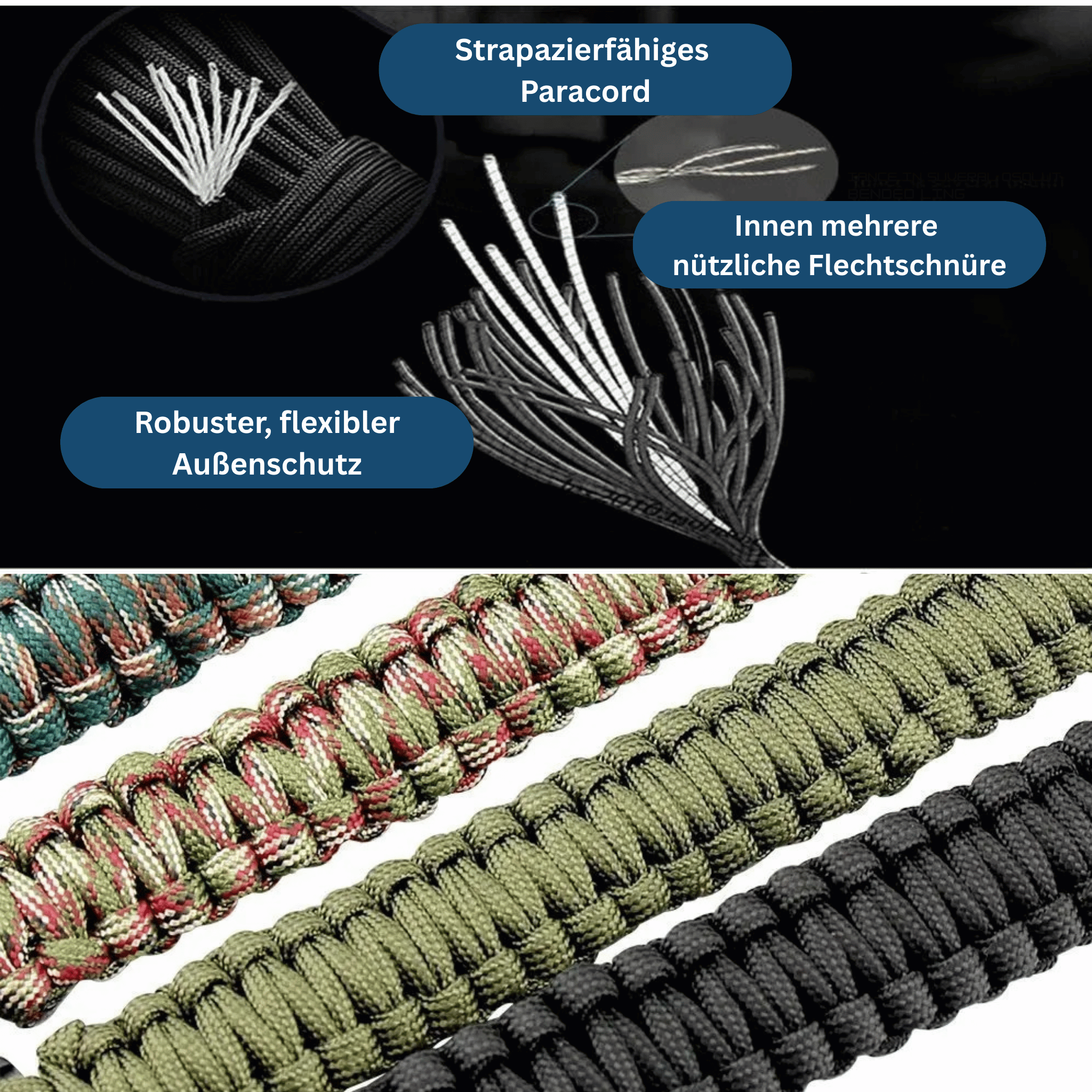 Survival Paracord Armband – Met LED & Kompas