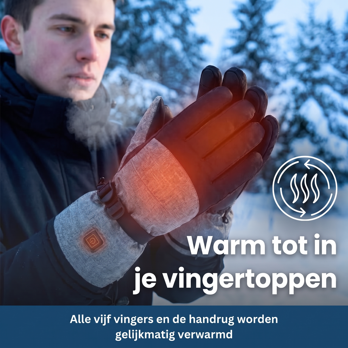 Warm tot in je vingertoppen – alle vijf vingers en de handrug worden gelijkmatig verwarmd