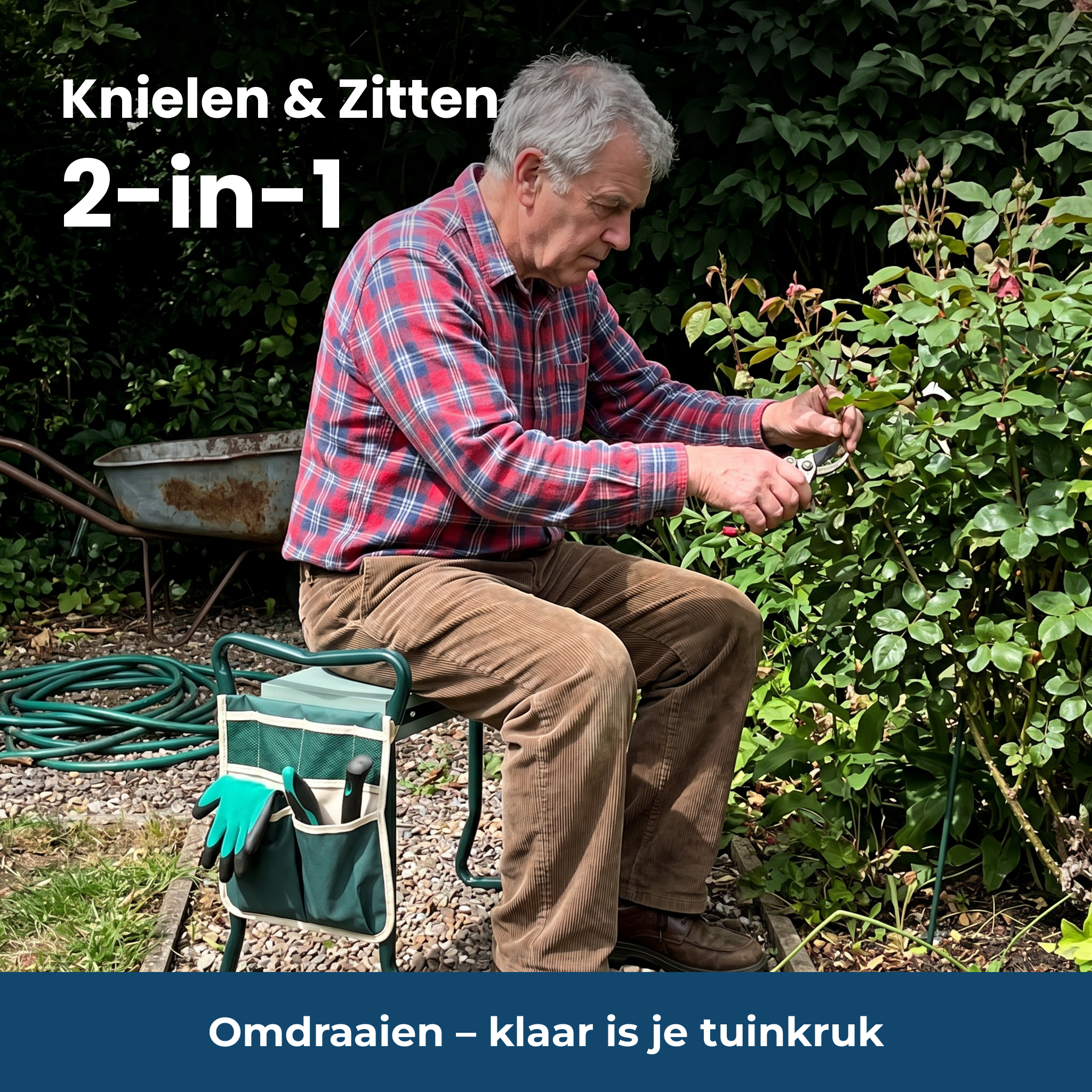 Knielen & zitten 2-in-1 – GartenFlex PRO als tuinkruk