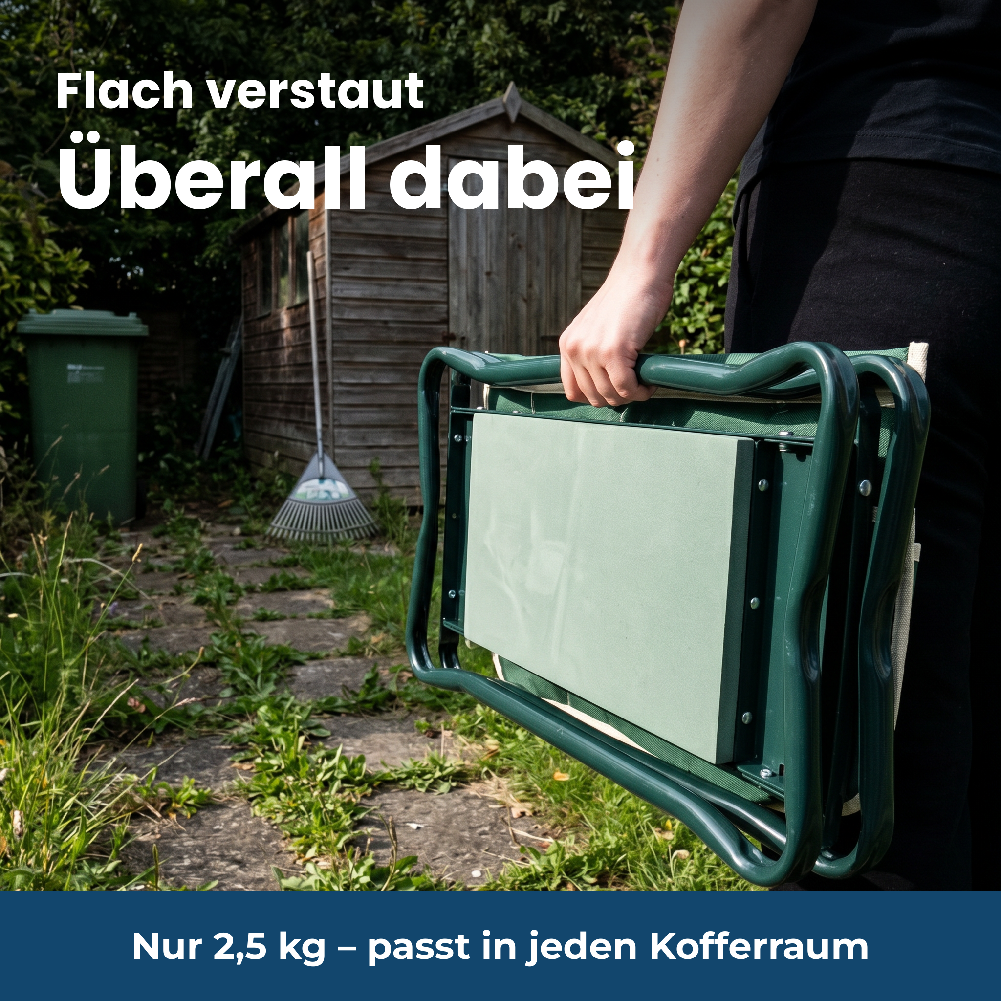 Flach verstaut, überall dabei – GartenFlex PRO zusammengeklappt