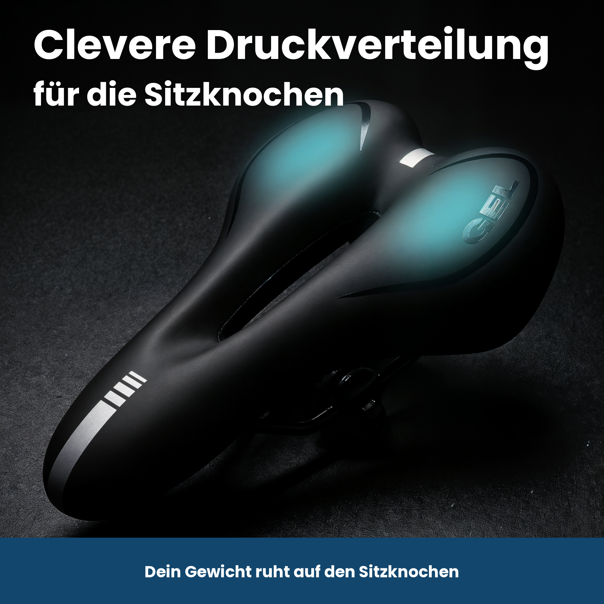 Exakter Speed Gel Men Sattel mit zwei Stützzonen, die das Gewicht auf die Sitzknochen verteilen