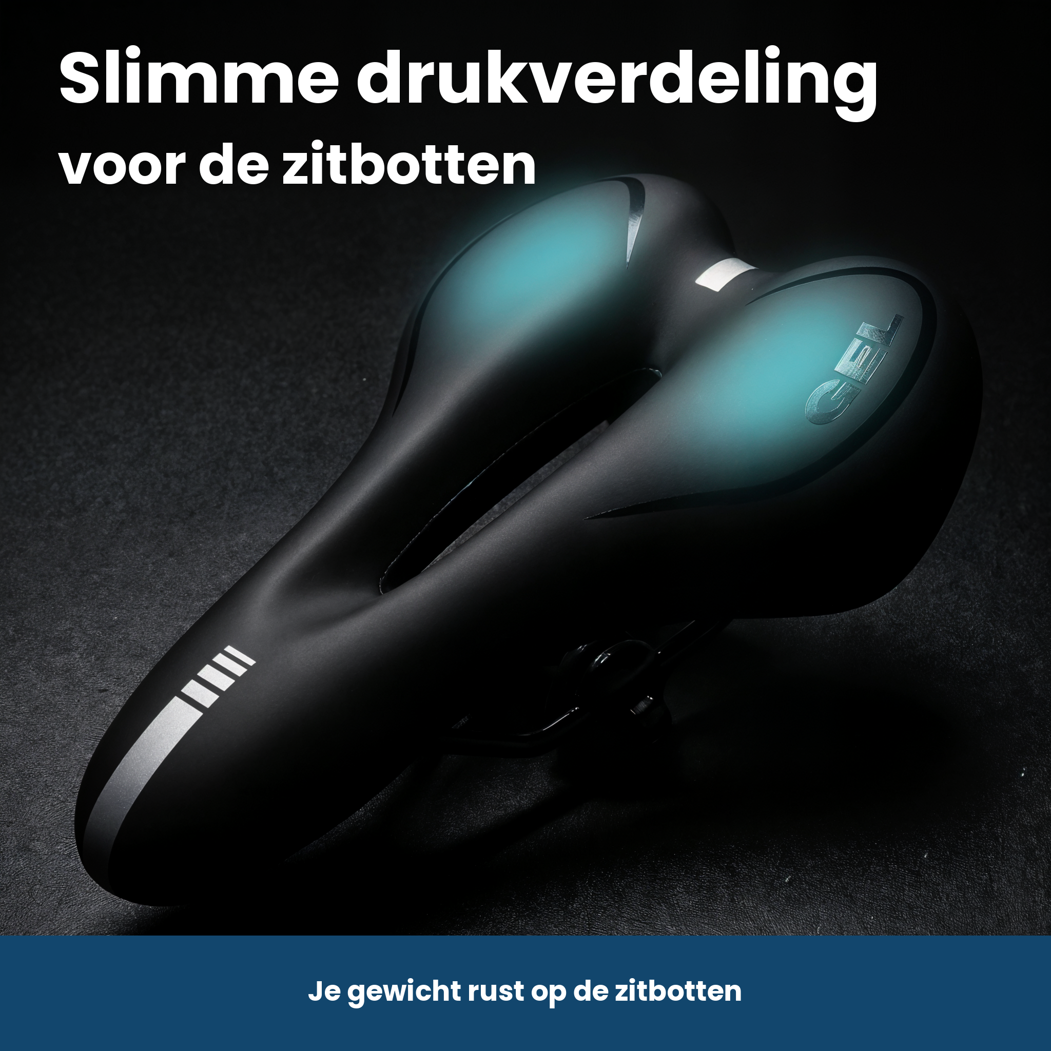 Exact Speed Gel Men zadel met twee steunzones die het gewicht over de zitbotten verdelen