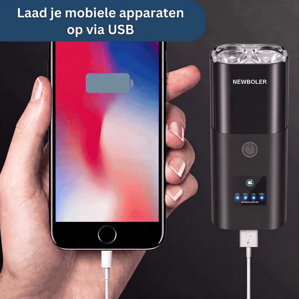 Lumo-koplamp – opladen via USB