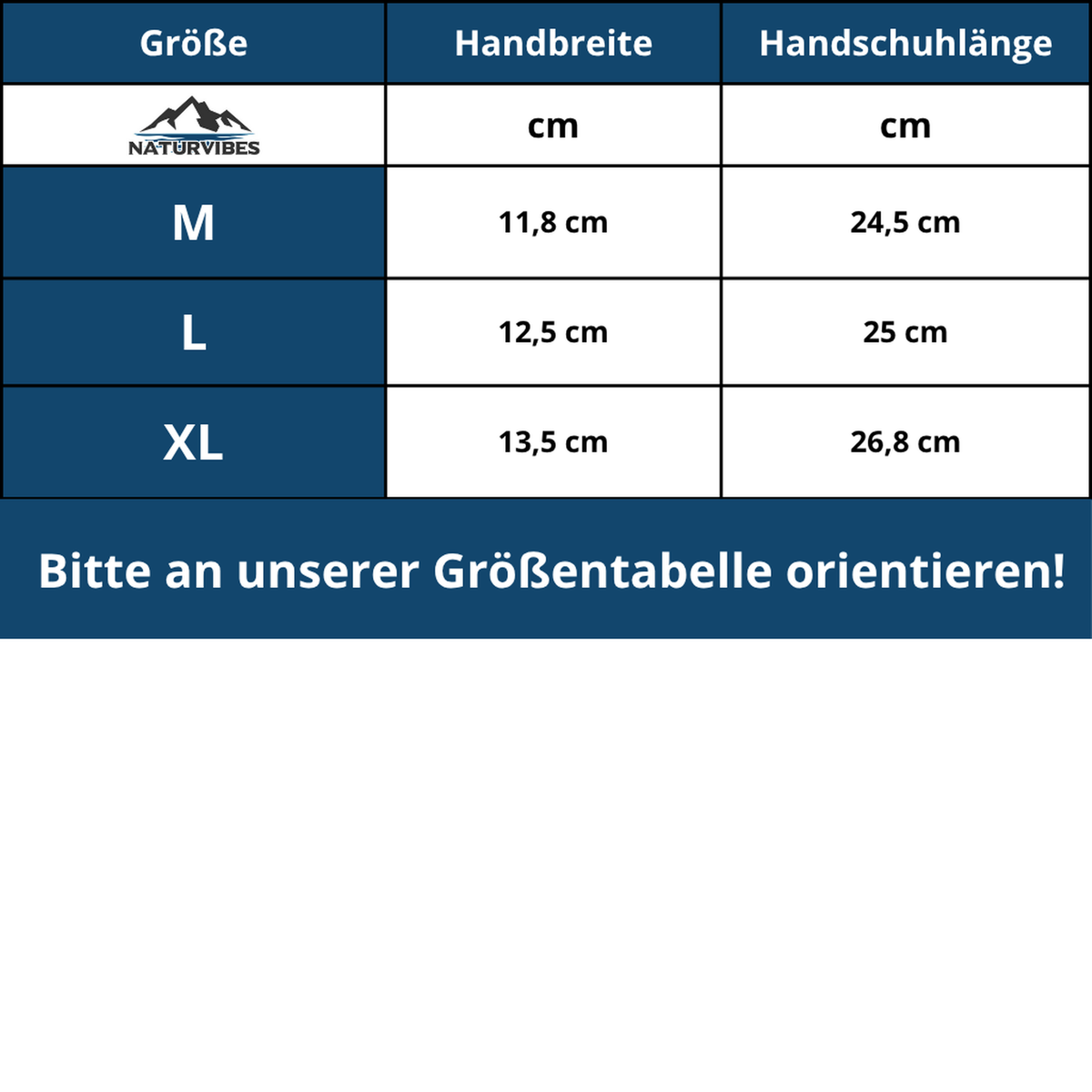 ThermoSmart Handschuhe – Größentabelle
