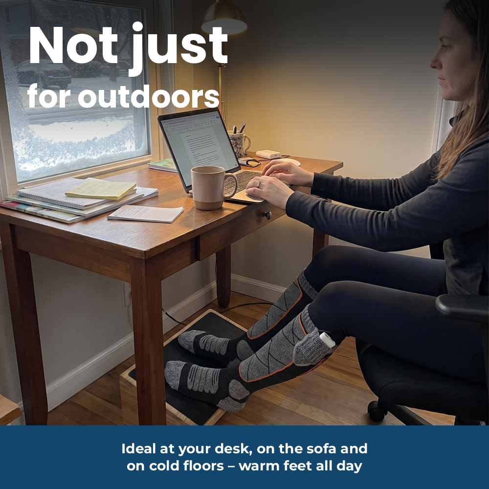 Heated socks with power banks – warm feet while working at home