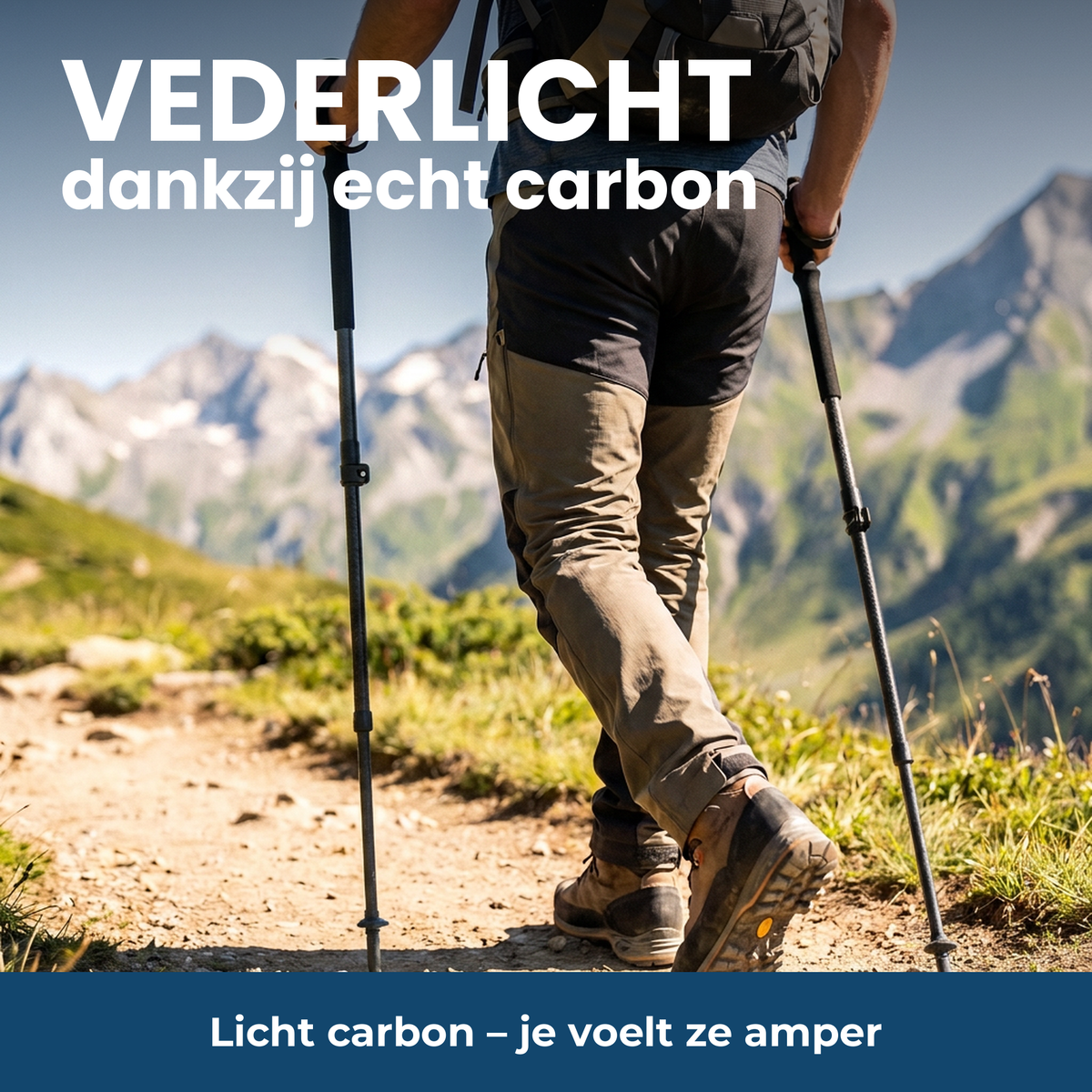 Vederlichte carbon wandelstokken